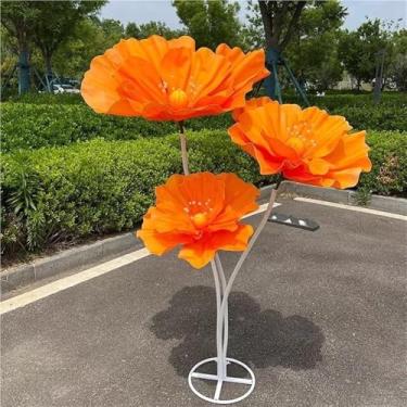 Imagem de Flores artificiais gigantes para decoração - adereços de flores enormes com base em pé para festas de jardim ao ar livre, vitrines de lojas e decoração de casa