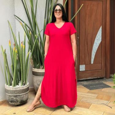 Imagem de Vestido Feminino Longo Com Fenda Moda Verão Casual Urbano - Donna Lu, 