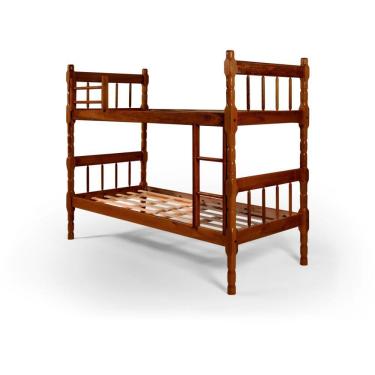 Imagem de Beliche 80 Cm Grade e Escada em Madeira Maciça Imbuia