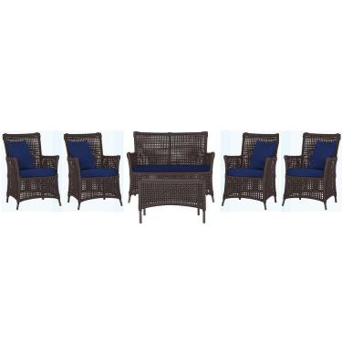 Imagem de Jogo Sofá 4 Poltronas E Mesa Igapó Marrom E10 Trama Original Marrom