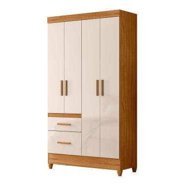 Imagem de Guarda-roupa Madri Pequeno Quarto 4 Portas 2 Gavetas Freijo Com Off White