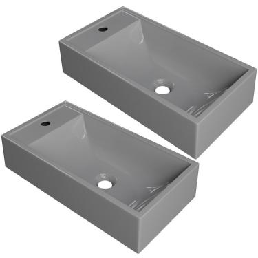 Imagem de Kit 02 Cubas De Apoio Retangular Lavabo Roma C01 Rl545w Cinza - Lyam
