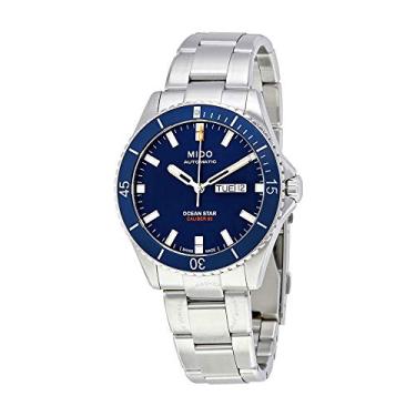 Imagem de Relógio masculino Mido M026.430.11.041.00 Ocean Star analógico automático azul/prata aço inoxidável, Azul, Relógio de mergulho
