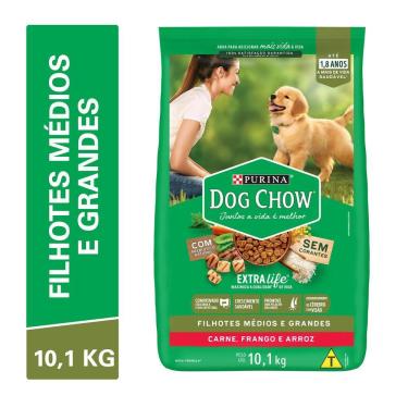 Imagem de Ração DOG CHOW Cães Filhotes Médios e Grandes Carne, Frango e Arroz 10,1kg