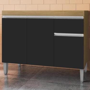 Imagem de Balcao Para Pia Sem Tampo 118 Cm Tatiane Amendoa Preto Reajl Moveis Am