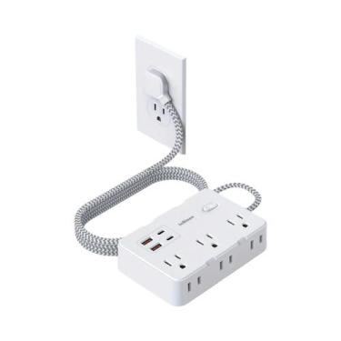 Imagem de Tomada Elétrica Com 6 Saídas AC E 4 Portas USB, Protetor Contra Surtos