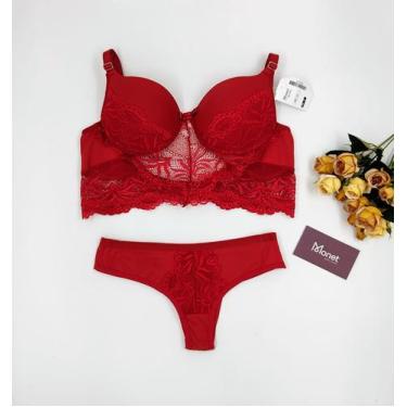 Imagem de Conjunto Sutiã Cropped e Calcinha Fio da cor Vermelha - Tamanho P - Mo