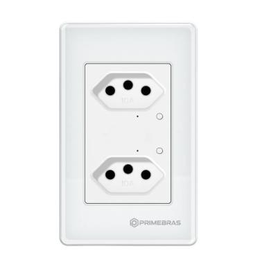 Imagem de Tomada Dupla Inteligente Wi-fi Primebras 2 Canais TP1020 Branco