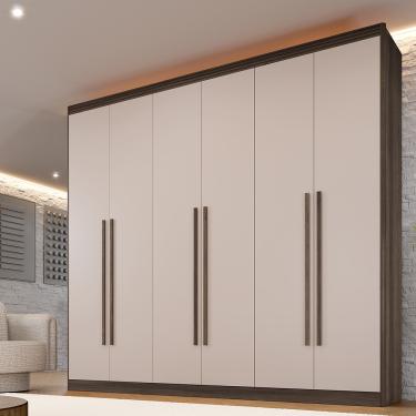 Imagem de Guarda Roupa Casal 6 Portas Cancum Benetil - Imbuia/Off Arenas
