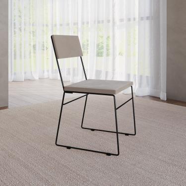 Imagem de Cadeira de Jantar Estofada Málaga Veludo para Sala de Jantar Cozinha Mesa Conforto - Bege