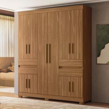 Imagem de Guarda-Roupa Casal Vizanno 10 Portas 4 Gavetas Amêndola Touch - Demobi