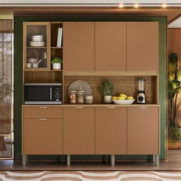 Imagem de Cozinha Compacta Nature 8 Portas 1 Gaveta Freijó/Caramelo - Kits Paran
