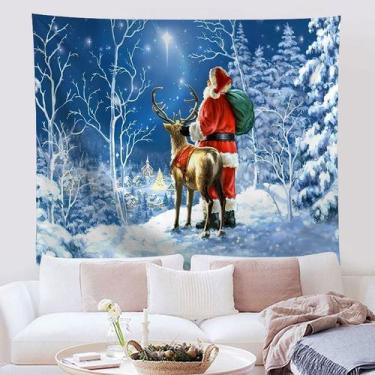 Imagem de Tapeçaria, paisagem de neve, Natal, Papai Noel, 200x150cm, microtecido