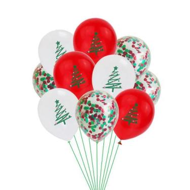 Imagem de Kit de balões de festa de Natal 11 unidades de látex vermelho branco 3