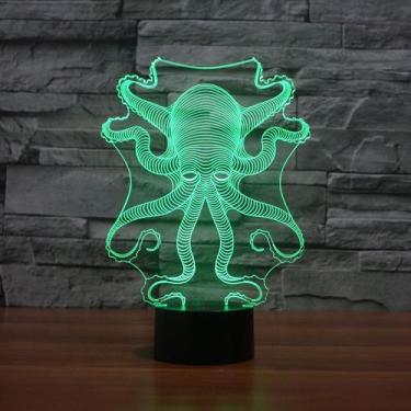 Imagem de LED Night Light Octopus 3D que muda de cor para crianças com base - Yi