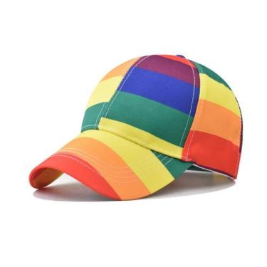 Imagem de Boné de beisebol Rainbow Stripe Trucker Cotton para adulto - Yiweisai
