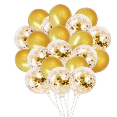 Imagem de Kit de balões de festa: balões dourados com confete, 20 unidades - yiw