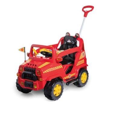 Imagem de Carrinho Passeio Pedal Diipi Bombeiro Calesita c/ Empurrador