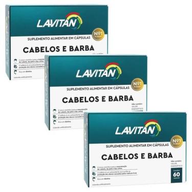 Imagem de kit 3 Lavitan Cabelos e Barba Cimed 60 Cápsulas  Crescimento, Força e 