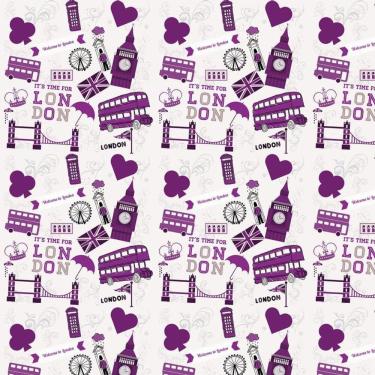 Imagem de Papel De Parede Desenhos Roxo Ônibus Londres Ponte London