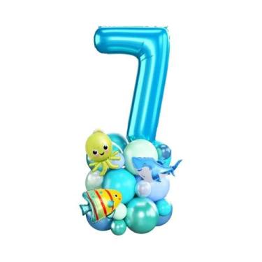 Imagem de Balões De Números Marinhos De 40 Polegadas, Decorações Para Festa De A