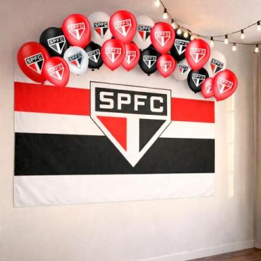 Imagem de Kit festa São Paulo Decoração Aniversário Painel TNT + Balão - piffer 