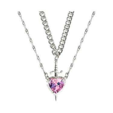 Imagem de Colar Criativo De Coração E Espada Para Casais, Joias De Moda, Cadeia 