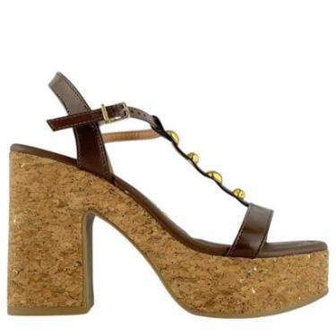 Imagem de Sandália Vizzano Plataforma Marrom com Salto de Cortiça 6541101-Feminino