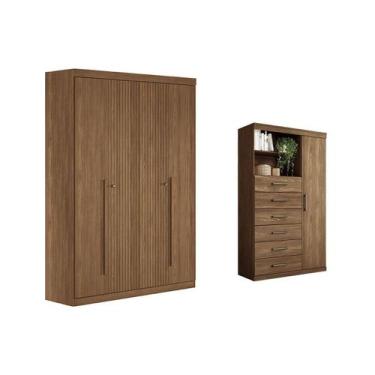 Imagem de Guarda Roupa +Cômoda 2 Peças QC343 Jatobá - Santos Andirá