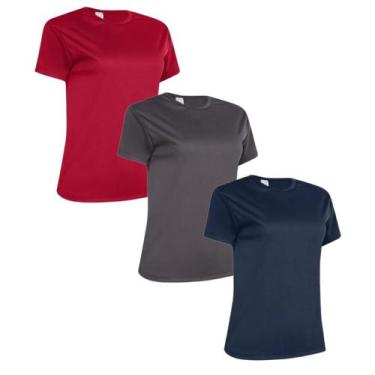 Imagem de Kit 3 Camiseta Feminina Dry Fit Academia Fitness Esportiva - LMP Confe