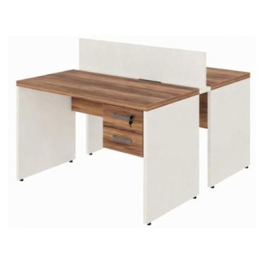 Imagem de Estação de Trabalho Dupla 1,50m 02 Lugares com Gavetas c/ tomadas Pé P