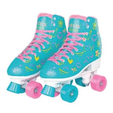 Imagem de Patins Fenix 4 Rodas Roller Skate Ajustável Azul Fenix 31 - 34