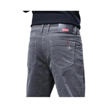 Imagem de Calças De Corduroy Masculinas Para Negócios E Casual, Ajuste Slim, Est