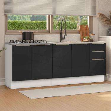 Imagem de Armário De Cozinha Compacta 200 Cm Branco/preto Lux Madesa 05 Branco/p