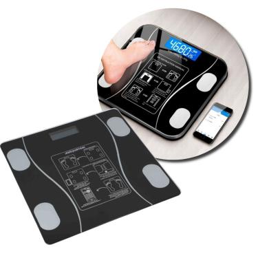 Imagem de Balança Digital Corporal Fullcommerce Bioimpedância Aplicativo Bluetooth para Monitoramento de Saúde com 4 Sensores