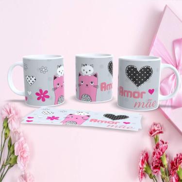Imagem de Caneca de Porcelana 325ML Mães Estampa 2 Decorada para Presente Dia das Mães Uso em mic...