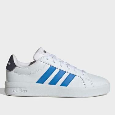 Imagem de Tênis Infantil Adidas Grand Court 3.0, Branco, Azul, 33
