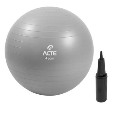 Imagem de Bola De Ginástica Pilates Antiestouro Com Bomba 45cm Cinza - Nautika