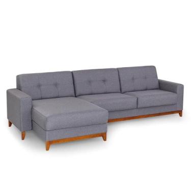 Imagem de Sofá 4 Lugares com Chaise Herval Safira Linho Cinza, 300 cm