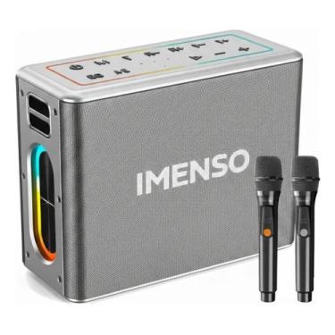 Imagem de Caixa De Som Imenso X32 120w Tws Rgb 2 Microfones Sem Fio Prateado