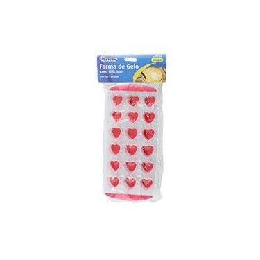 Imagem de Forma De Gelo Com 18 Cavidades Coração De Silicone Plástico 24x12,8cm 