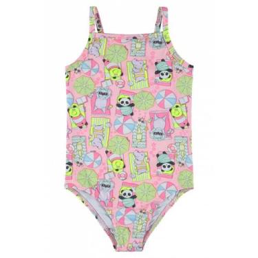Imagem de Maiô Infantil Menina Proteção UV Quimby 4/8 Ref. 029410, Rosa claro, 4