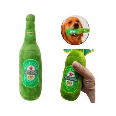 Imagem de Brinquedo Garrafa Cerveja C/ Som Para Pet Pelúcia Cachorro