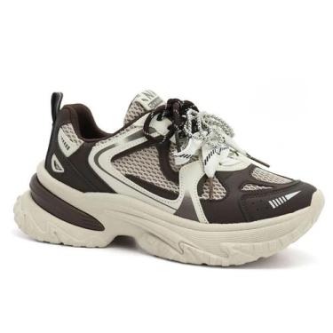 Imagem de Tênis Feminino Ramarim Sneaker Dad Chunky 2671131 Marrom 2 Cadarços, 3