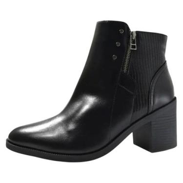 Imagem de Bota Feminino Salto Bloco Cano Baixo Confortável Comfortflex, Preto, 3