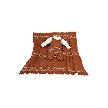 Imagem de Kit Manta e Macacão Tricot Beth Bebê Terracota Conforto e Estilo, P, M