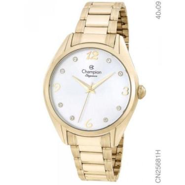 Imagem de Relogio Feminino Dourado Champion Fundo Prata com pedras