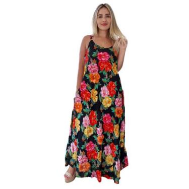 Imagem de Vestido Feminino Indiano Alça Trapézio Longo Plus Size-Cod.5050 - ALÉC