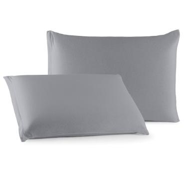 Imagem de Par de Fronhas Minimal 50x70cm Malha 100% Algodão com Zíper Cinza Clara Luz Decora