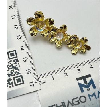 Imagem de Bico de Pato Flor Metal Dourado - 1 Unidade - Acessório de Cabelo - no